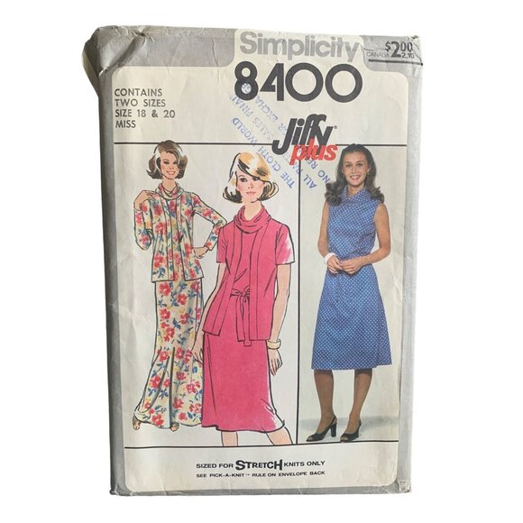 Simplicity 8400 Jiffy Plus Dress Sewing Pattern Miss Size 18 & 20 Uncut - Picture 1 of 2